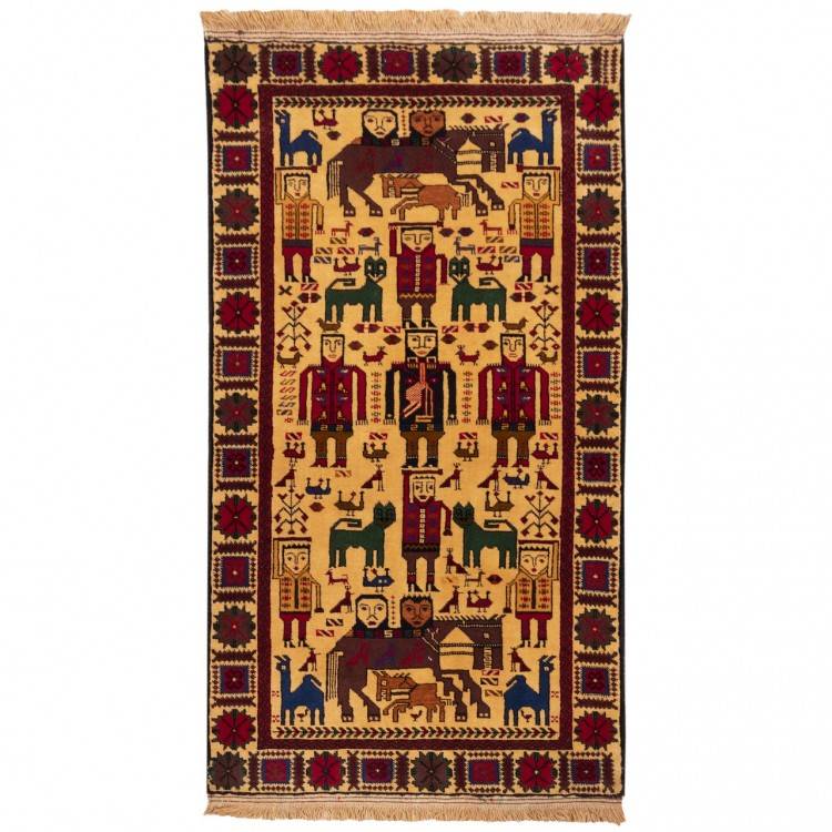 Tapis persan Baluchi fait main Réf ID 179415 - 108 × 193