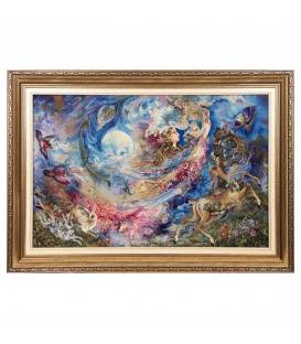 Tableau tapis persan Tabriz fait main Réf ID 903854