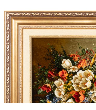 تابلو فرش دستباف گل در سبد حصیری تبریز کد 904205