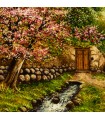 تابلو فرش دستباف منظره کوچه باغ بهاری تبریز کد 904298