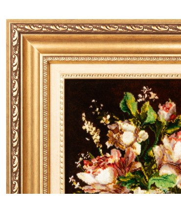تابلو فرش دستباف گل در سبد حصیری تبریز کد 904308