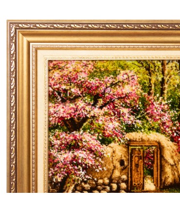 تابلو فرش دستباف منظره کوچه باغ بهاری تبریز کد 904322