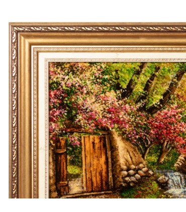 تابلو فرش دستباف منظره کوچه باغ بهاری تبریز کد 904324