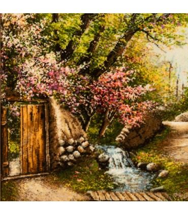 تابلو فرش دستباف منظره کوچه باغ بهاری تبریز کد 904325