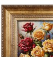 تابلو فرش دستباف گل رز در گلدان شیشه ای تبریز کد 910015