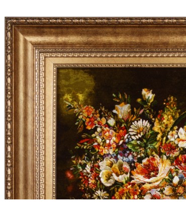 تابلو فرش دستباف گل در گلدان با شمع تبریز کد 910030
