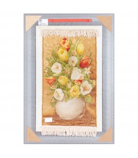 تابلو فرش دستباف گل های لاله در گلدان تبریز کد 901911