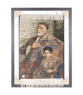 Tableau tapis persan Tabriz fait main Réf ID 913001