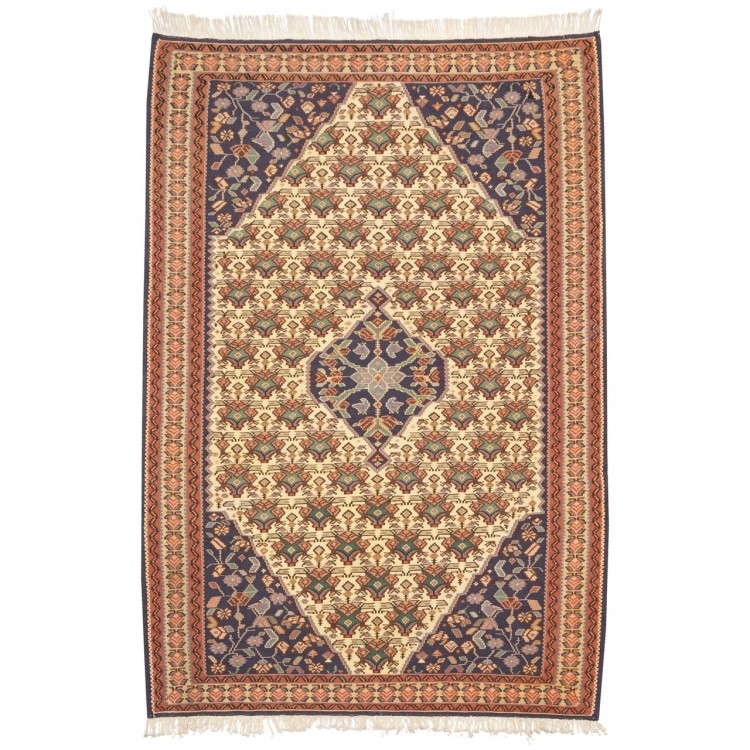 Kilim persiano Bijar annodato a mano codice 151033 - 112 × 162