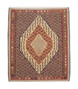 Kilim persiano Sanandaj annodato a mano codice 151029 - 128 × 150