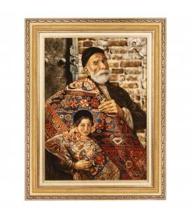 Tableau tapis persan Tabriz fait main Réf ID 903121