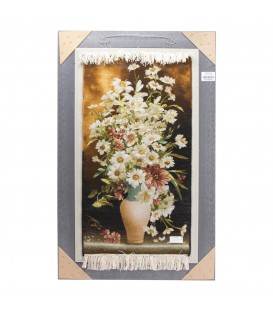 تابلو فرش دستباف گلهای بابونه با گلدان سفالی کد901444
